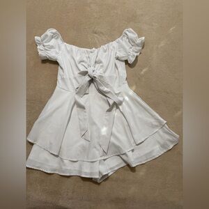 White Off-Shoulder Dress with Bow